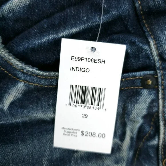 NWT PRPS Challenger Denim Shorts Indigo Blue Straight Leg Distressed Size 29